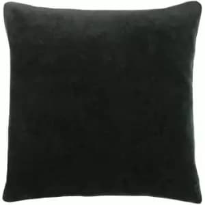 Solo Plain Velvet 100% Cotton Cushion Cover, Black, 45 x 45cm - Furn