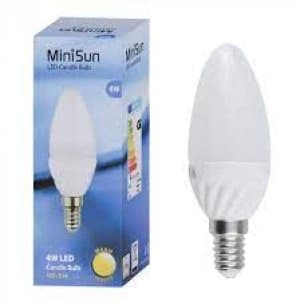 MiniSun Multipack of 10 X 4W Frosted Candle LED Bulbs in Warm White wi