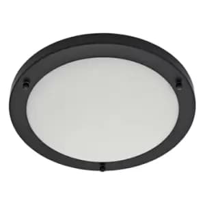 Spa 310mm Delphi Flush Ceiling Light Opal Glass and Satin Black