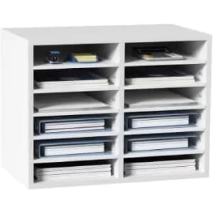 VEVOR Wood Literature Organizer Adjustable File Sorter 12 Compartments White