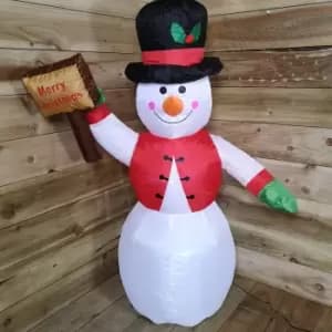122cm (4ft) Inflatable LED Outdoor Winter Snowman with Merry Christmas Sign