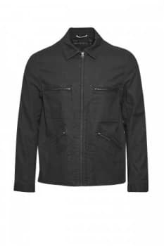 Mens French Connection Slub Stretch Twill Field Jacket Black