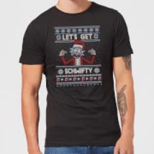 Rick and Morty Lets Get Schwifty Mens Christmas T-Shirt - Black