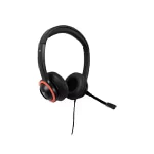 V7 Safesound Education k-12 Headset with Microphone volume limited antimicrobial 2m cable 3.5mm Laptop Computer Chromebook PC - Black Red