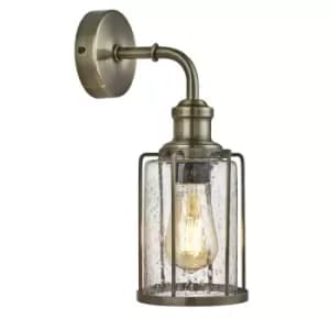Searchlight Lighting - Searchlight Pipes - 1 Light Wall Light Antique Brass, Glass Shade, E27