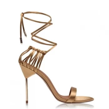 Reiss Zhane Satin Strap Heeled Sandals - Camel Satin