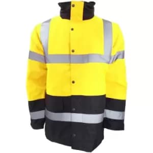 Portwest Mens Hi-Vis Waterproof Contrast Panel Traffic Jacket (3XL) (Yellow/Navy) - Yellow/Navy