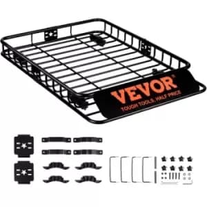 VEVOR Roof Rack Cargo Basket, 117.5 x 91.5 x 11.4cm Rooftop Cargo Carrier, Heavy-duty 90.7 kg Capacity Universal Roof Rack Basket, Luggage Holder for
