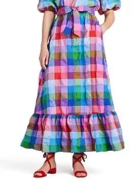 Kate Spade Madras Tie Waist Skirt - Blue/Multi