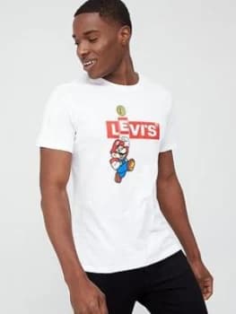 Levis Mario Boxtab Logo Bing T-Shirt - White, Size S, Men
