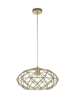 Elliptical Spherical Ceiling Pendant, 1 x E27, Polished Brass