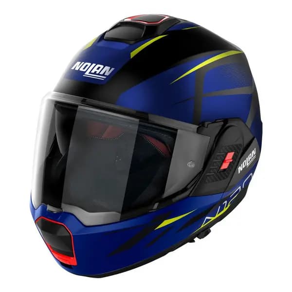 Nolan N120-1 Nightlife N-COM 028 Flat Black Yellow Cayman Blue Modular Helmet Size XL