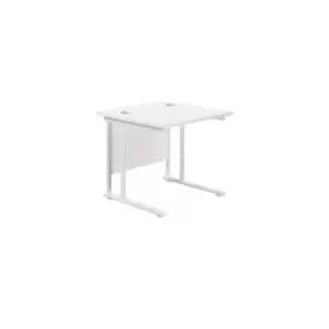 Twin Twin Upright White Rectangular Desk - 800mm x 800mm - White Frame
