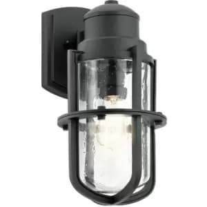 Loops - Outdoor IP44 1 Bulb Wall Light Lantern Textured Black LED E27 60W d01820