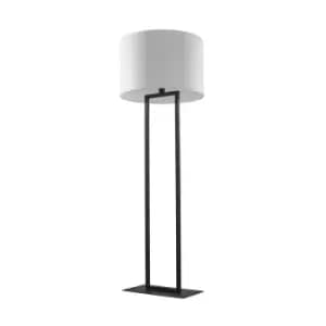 Tessa Floor Lamp with Shade, Black, White, 1x E27