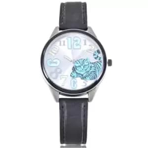 Disney Alice in Wonderland Cheshire Cat Black Metallic Strap Womens Watch