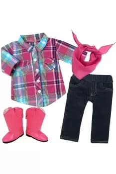 Sophia's 18" Doll Pink Checked Shirt & Jeggings with Bandana & Boots