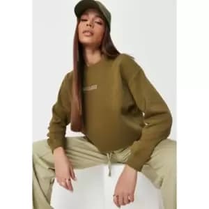 Missguided Missguided Branded Cropped Sweat - Green