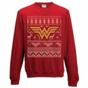 Wonder Woman Logo Unisex Small Christmas Jumper - Red