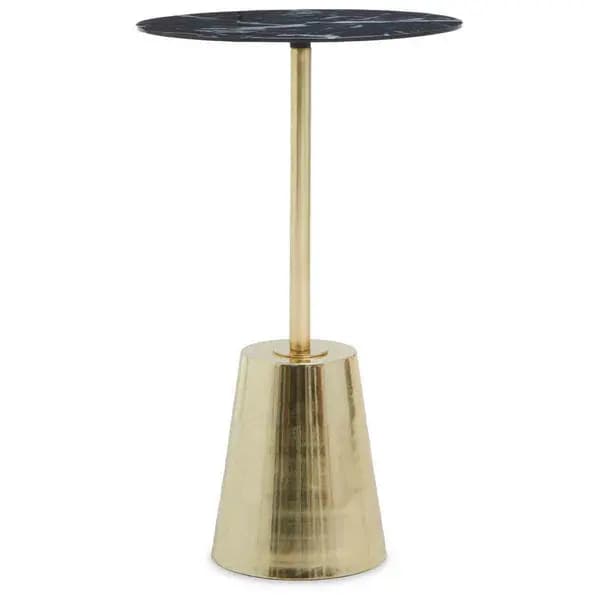 Interiors By Ph Avola Black Marble Effect Top Gold Base Side Table 2407028