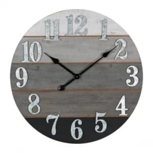 HOMETIME Round Wooden Wall Clock with Metal Numbers 60cm