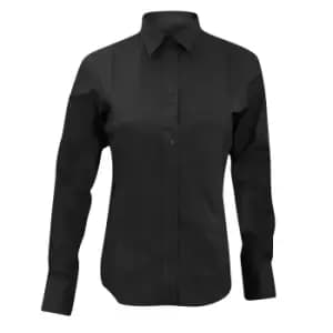 Kustom Kit Ladies City Long Sleeve Blouse (12 UK) (Black)