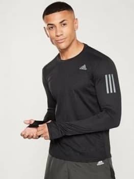 adidas Running Own The Run Long Sleeve T-Shirt - Black, Size 2XL, Men