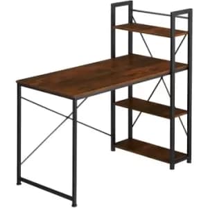 Office desk Hershey w/ integrated side shelf (122x61x120cm) - corner desk, computer desk, office desk - industrial dark - industrial dark