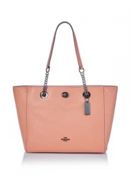 Coach turnlock chain tote Dark Pink
