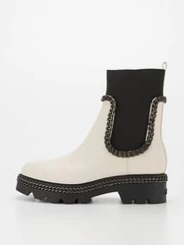 Guess Chain Detail Chunky Chelsea Boots - Cream, Size It/Eu 37 = UK 4, Women