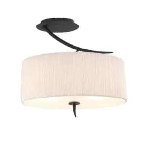 Eve Semi Flush Ceiling 2 Light E27, Anthracite with White Oval Shade