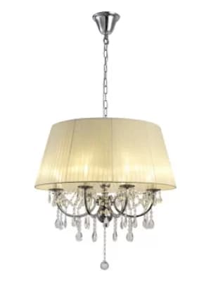 Olivia Ceiling Pendant with Ivory Cream Shade 8 Light Polished Chrome, Crystal