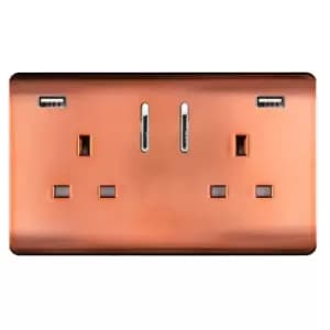 Trendi 2 Gang 13A Socket 2 USB Copper