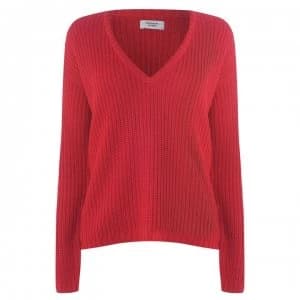 JDY Peggy V Neck Knitted Jumper - Goji Berry