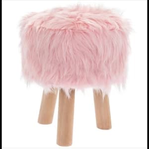 Pink Furry Stool Round By Lesser & Pavey