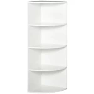 HOMCOM Corner Shelf 4 Tier Fan Bookshelf Plants Stand Wood Freestanding Unit White