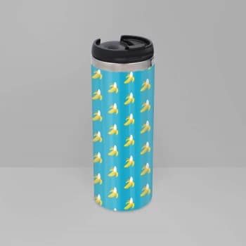 Banana Pattern Stainless Steel Travel Mug - Metallic Finish
