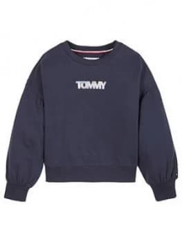 Tommy Hilfiger Girls Iridescent Badge Sweat - Navy
