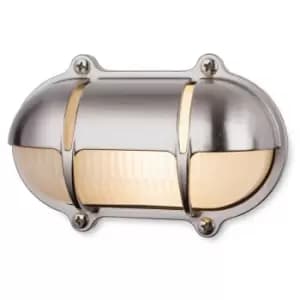Firstlight Nautic Outdoor Brass Bulkheads Wall Light Oval Nickel Finish IP64, E27