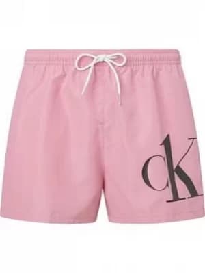 Calvin Klein Ck Logo Swim Shorts, Lovely Blush, Size L, Men