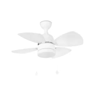 Mediterraneo 2 Light Small Ceiling Fan White, Maple with Light, E14