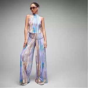 Missguided Co Ord Tie Dye Plisse Wide Leg Trousers - Multi