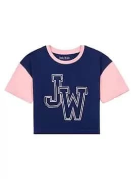 Jack Wills Girls Varsity Colour Block Short Sleeve T-Shirt - Blue Size Age: 12-13 Years, Women