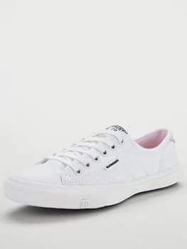 Superdry Low Pro Sneaker Plimsoll - White, Optic White, Size 6, Women