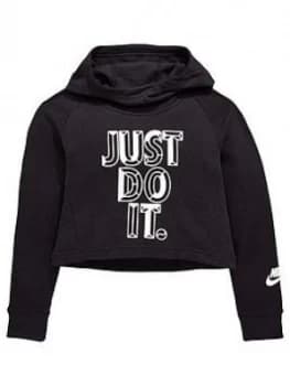 Nike Older Girls JDI Hoodie Crop Black Size L12 13 Years Women
