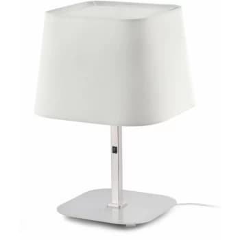 Faro Sweet - 1 Light Table Lamp White, Matt Nickel with White Shade, E27