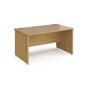 Dams International Rectangular Straight Desk with Oak Coloured MFC Top and Silver Frame Panel Legs Contract 25 1400 x 800 x 725mm