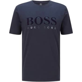 Boss Flocked Logo Tee - Navy 410