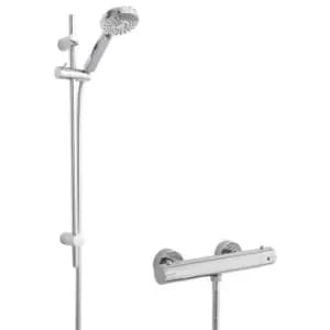 Hudson Reed - Minimalist Thermostatic Bar Shower Valve with Water Saving Slider Rail Kit - Chrome