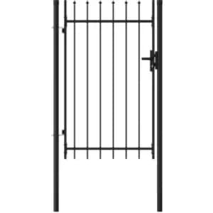 Fence Gate Single Door with Spike Top Steel 1x1.5 m Black Vidaxl Black